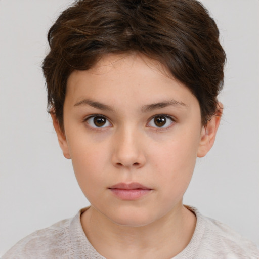 Neutral white child female with short  brown hair and brown eyes