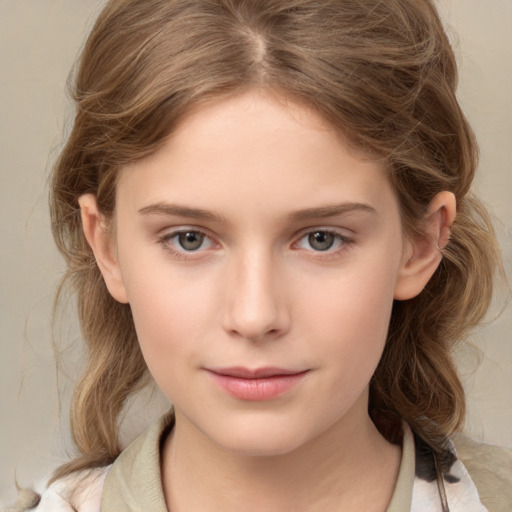 Neutral white child female with medium  brown hair and brown eyes