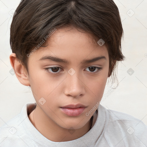 Neutral white child female with short  brown hair and brown eyes