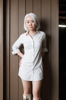 Singaporean young adult female with  white hair