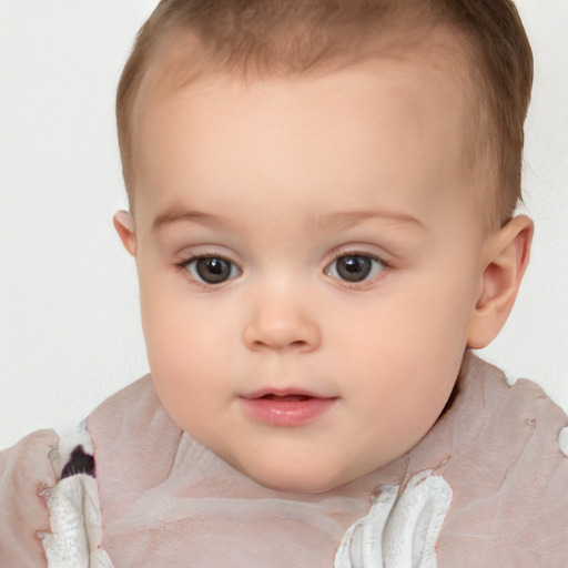 Neutral white child female with short  brown hair and brown eyes