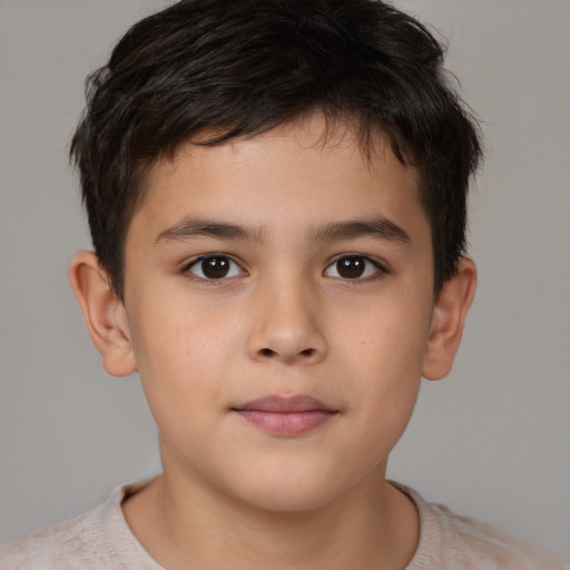 Neutral white child male with short  brown hair and brown eyes