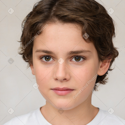 Neutral white child female with medium  brown hair and brown eyes