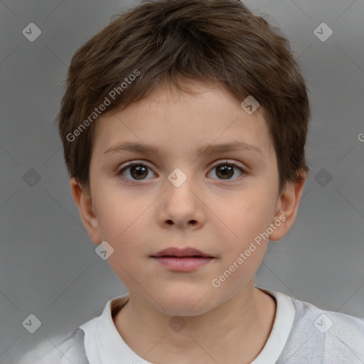 Neutral white child female with short  brown hair and brown eyes