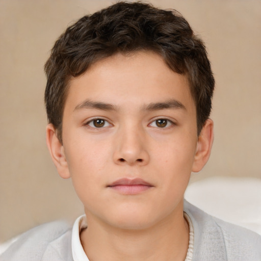 Neutral white child male with short  brown hair and brown eyes