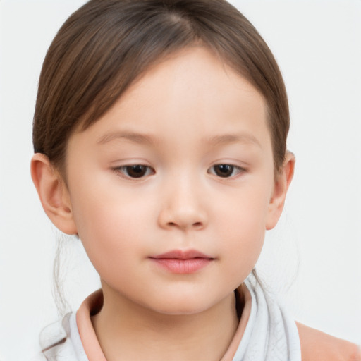 Neutral white child female with short  brown hair and brown eyes