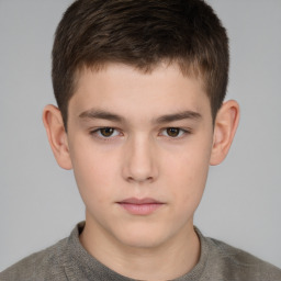 Neutral white child male with short  brown hair and brown eyes