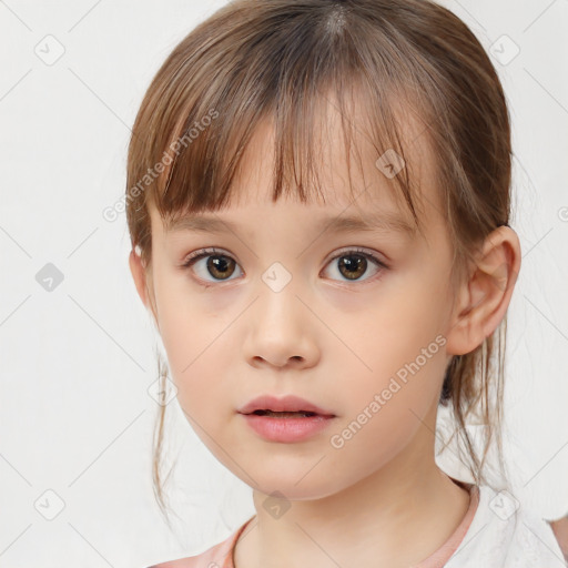 Neutral white child female with medium  brown hair and brown eyes