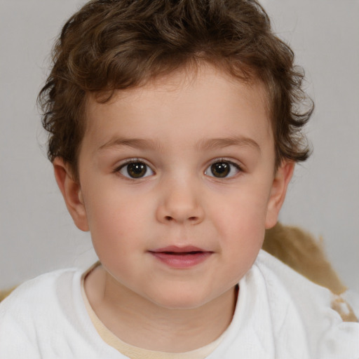 Neutral white child male with short  brown hair and brown eyes