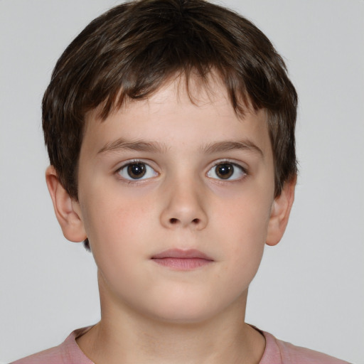 Neutral white child male with short  brown hair and brown eyes