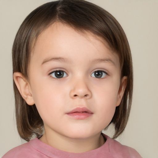 Neutral white child female with medium  brown hair and brown eyes