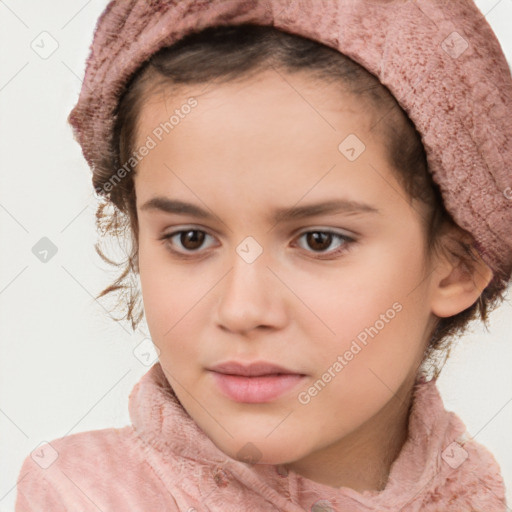 Neutral white child female with short  brown hair and brown eyes