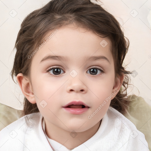 Neutral white child female with medium  brown hair and brown eyes