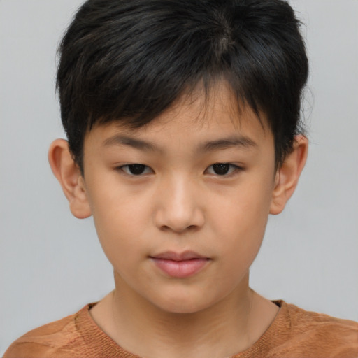 Neutral asian child female with short  brown hair and brown eyes