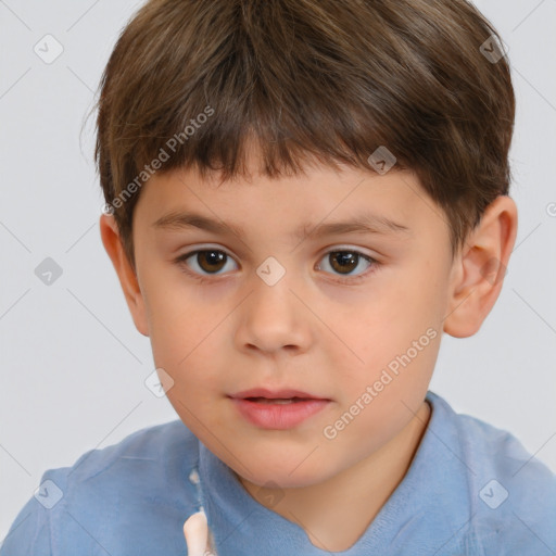 Neutral white child male with short  brown hair and brown eyes