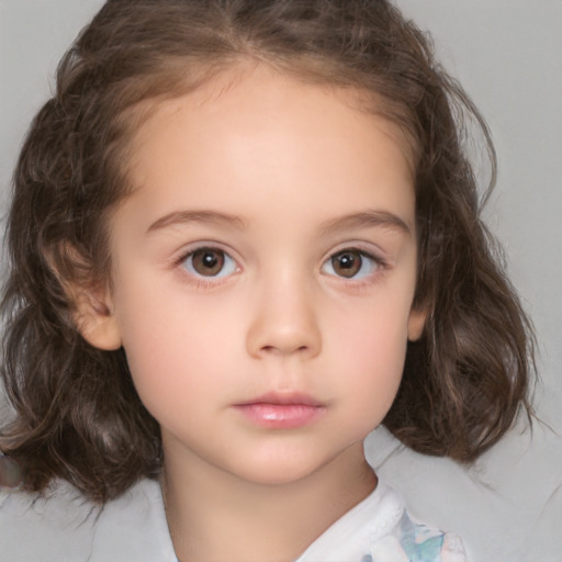 Neutral white child female with medium  brown hair and brown eyes