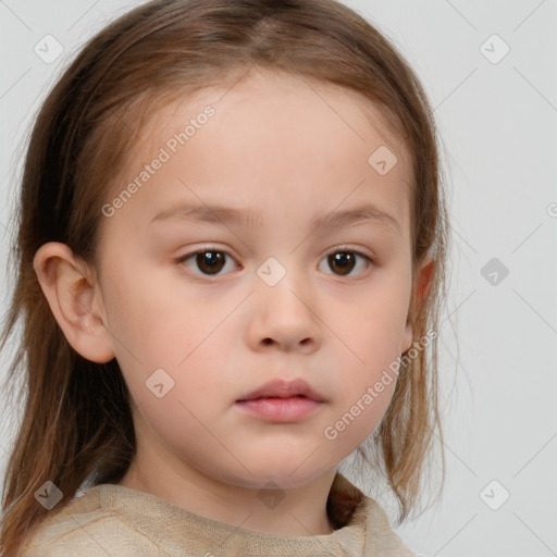 Neutral white child female with medium  brown hair and brown eyes