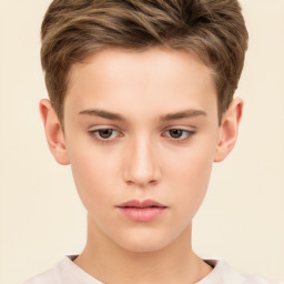 Neutral white child male with short  brown hair and brown eyes