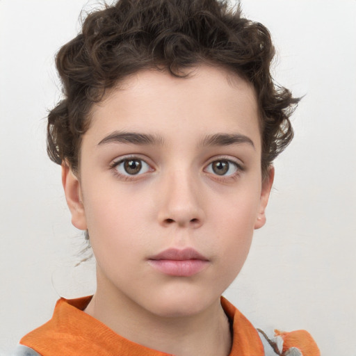 Neutral white child male with short  brown hair and brown eyes