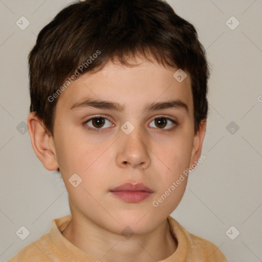 Neutral white child male with short  brown hair and brown eyes