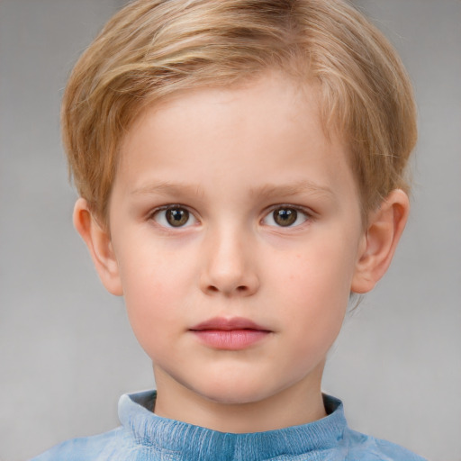 Neutral white child male with short  brown hair and grey eyes