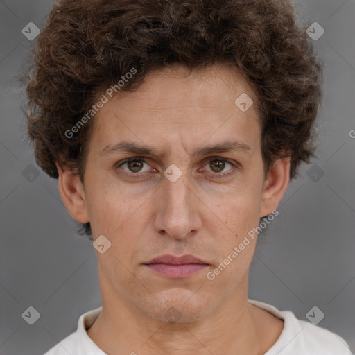 Neutral white adult male with short  brown hair and brown eyes