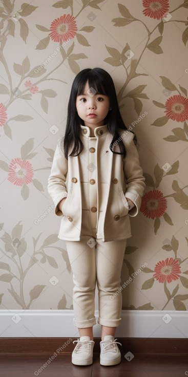 South korean child girl with  white hair