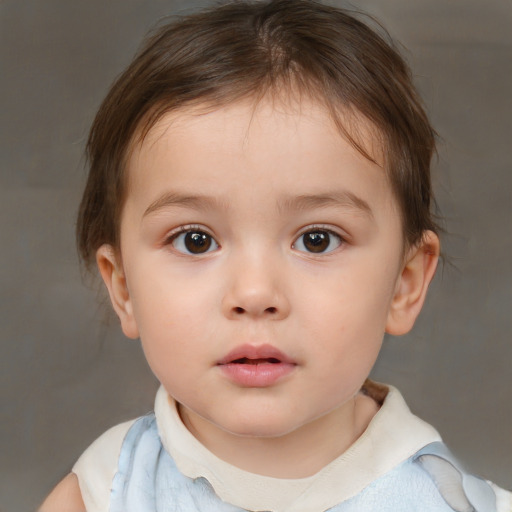 Neutral white child female with medium  brown hair and brown eyes