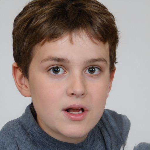 Neutral white child male with short  brown hair and brown eyes