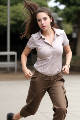 Uruguayan young adult female with  brown hair