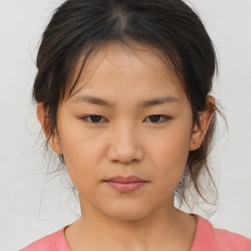 Neutral asian child female with medium  brown hair and brown eyes