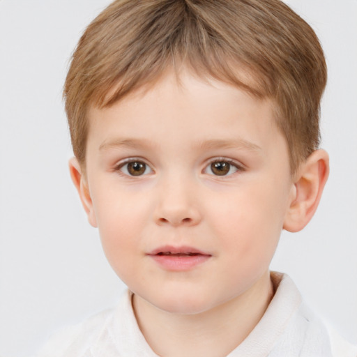 Neutral white child male with short  brown hair and brown eyes