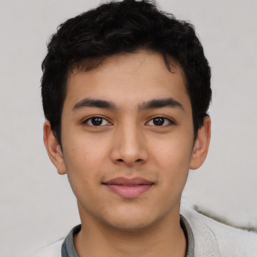 Neutral asian young-adult male with short  brown hair and brown eyes