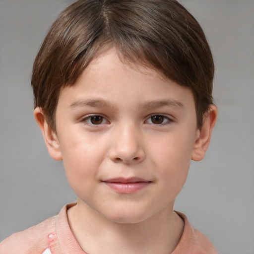 Neutral white child female with short  brown hair and brown eyes