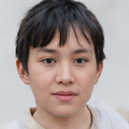 Neutral white young-adult female with short  brown hair and brown eyes