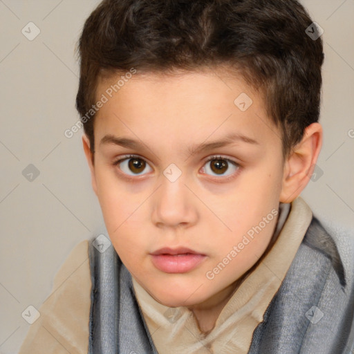 Neutral white child female with short  brown hair and brown eyes