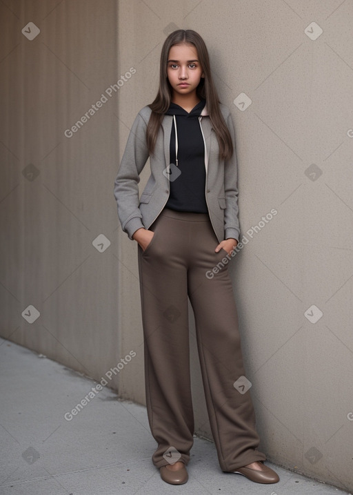 Teenager girl with  brown hair