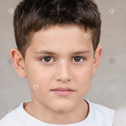 Neutral white child male with short  brown hair and brown eyes