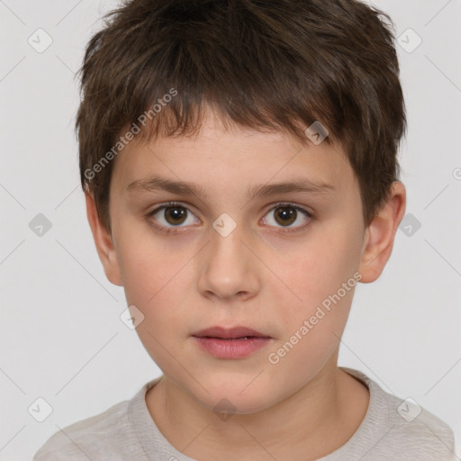 Neutral white child male with short  brown hair and brown eyes