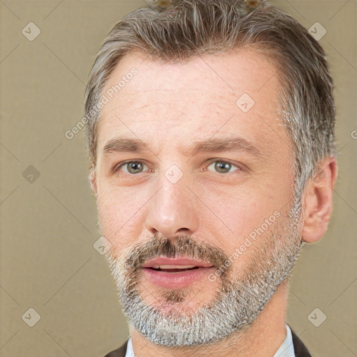 Neutral white adult male with short  brown hair and brown eyes