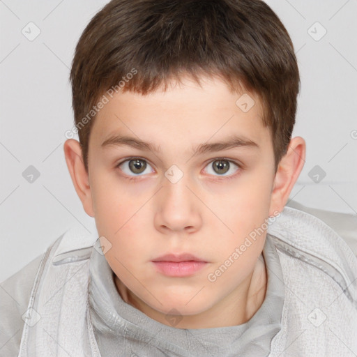 Neutral white child male with short  brown hair and brown eyes