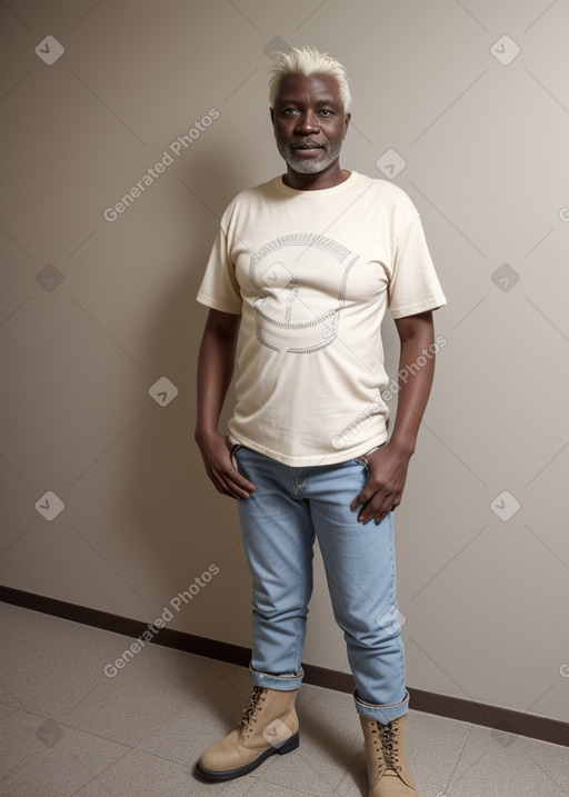 Zambian middle-aged male with  white hair