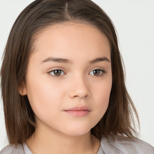 Neutral white child female with medium  brown hair and brown eyes