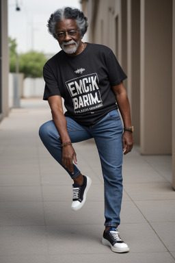 African american elderly male with  black hair