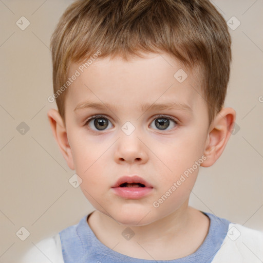 Neutral white child male with short  brown hair and brown eyes