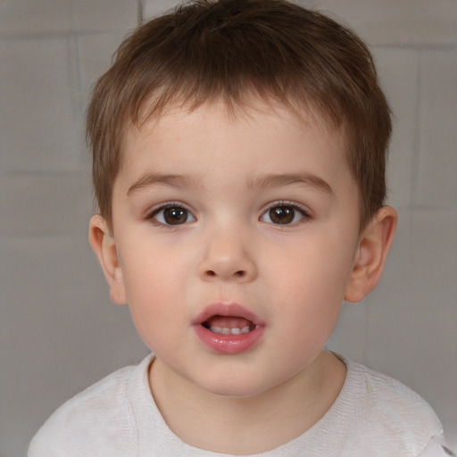 Neutral white child male with short  brown hair and brown eyes