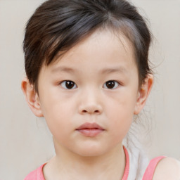 Neutral white child female with short  brown hair and brown eyes