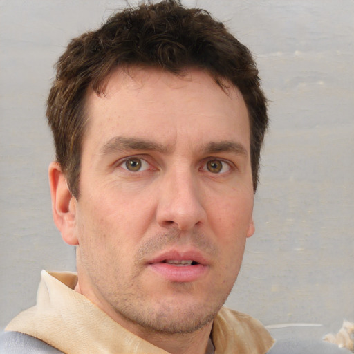 Neutral white adult male with short  brown hair and brown eyes