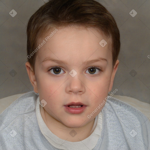 Neutral white child female with short  brown hair and brown eyes