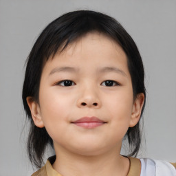 Neutral asian child female with medium  brown hair and brown eyes